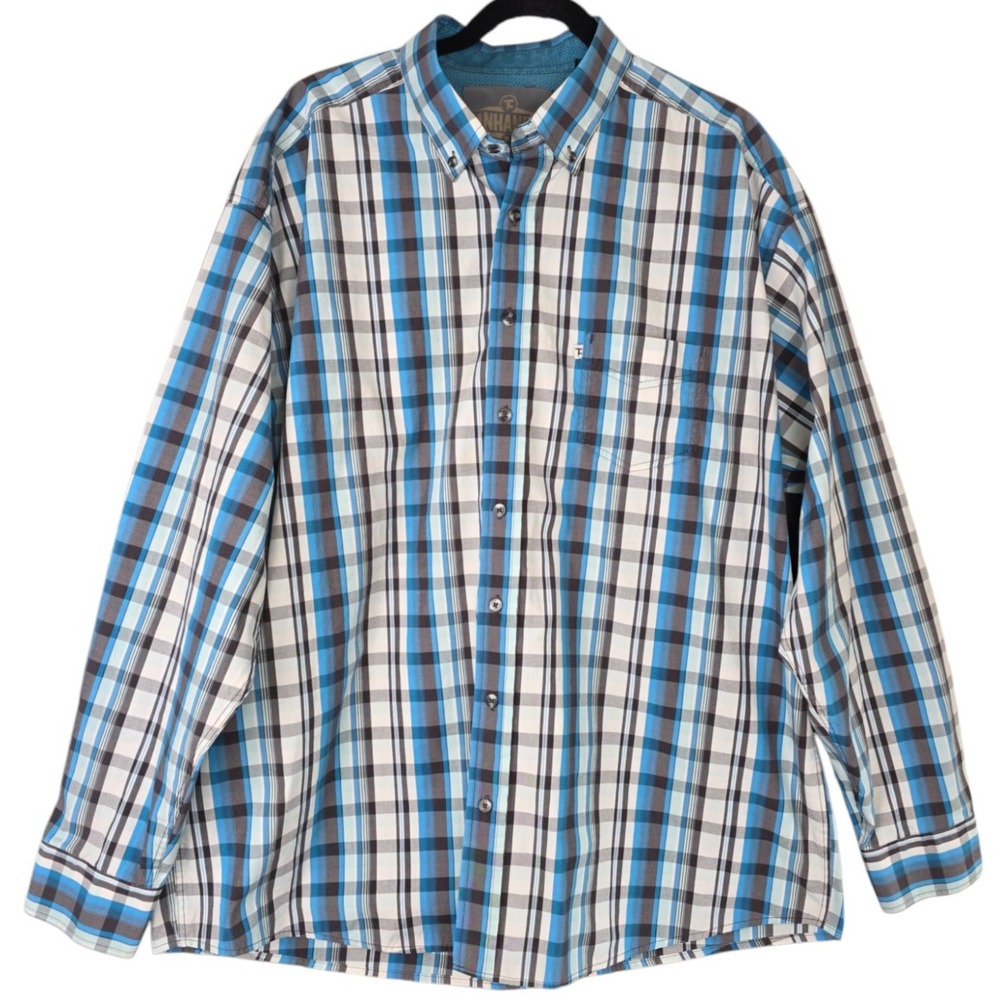 PANHANDLE Tuf‎ Cooper Performance Western Shirt Mens XL Blue Plaid Long Sleeve